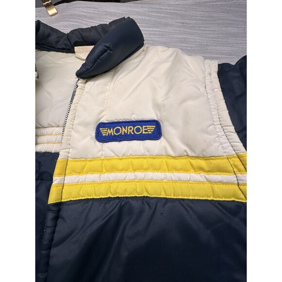 Vintage Ski Jacket Vest Weathercaster 70s 80s Blue Racing Ad Monroe Shocks SizeS - Picture 2 of 16